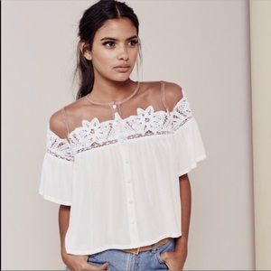 For Love and Lemons Battenbefg Lace Mesh Blouse
